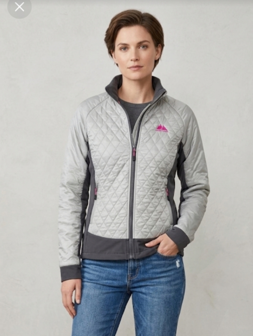 Powder River Outfitters Gray Quilted Lightweight Full Zip Jacket Women's Large
